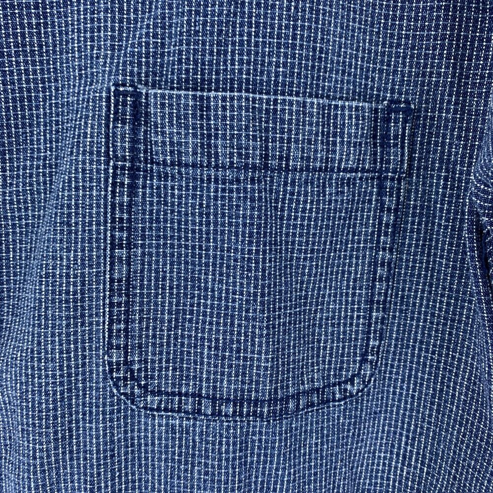White Stag Womens XL Pearl Snap Denim Shirt Dress Blue White Check Midi WS518413 - Picture 3 of 9